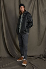 Springfield Faux leather biker jacket with hood black