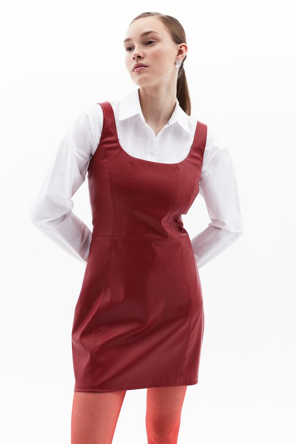 Oxxo Vestido curto de pele vermelho