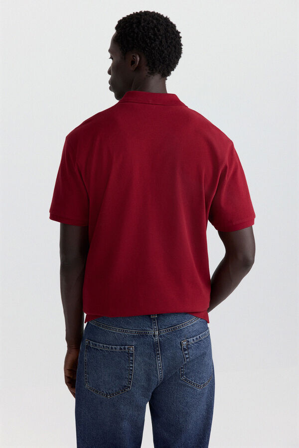 Springfield Piqu&eacute; basic regular fit polo shirt burgundy