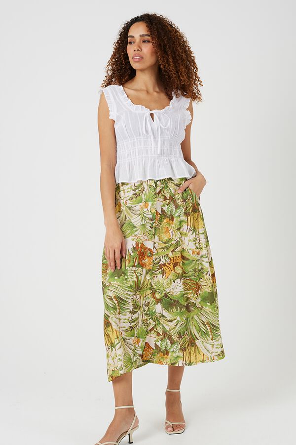 Brave Soul Printed long skirt green