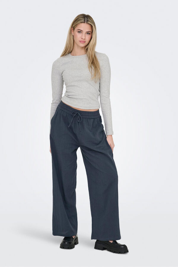 Only Pantal&oacute;n ancho fluido azul