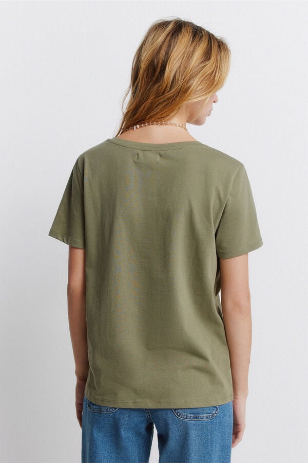 Springfield Cotton basic V-neck T-shirt printed