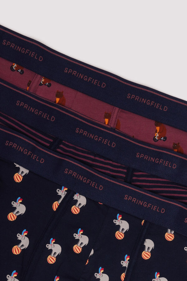Springfield Pack of 3 animal and striped boxers red