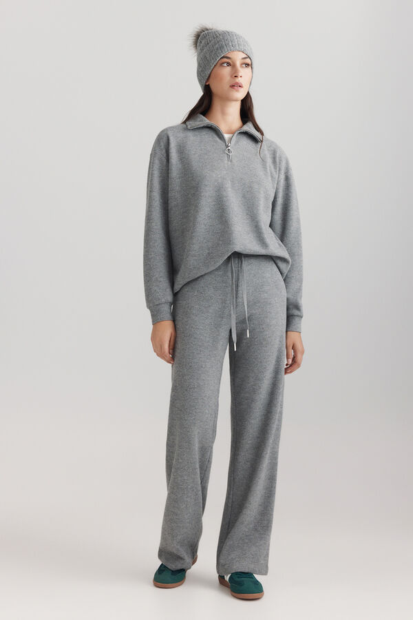 Springfield Fine knit zip fastening neck jumper grey