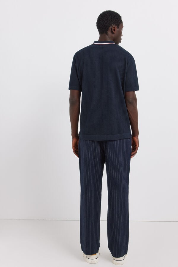Springfield Striped linen straight fit chinos blue