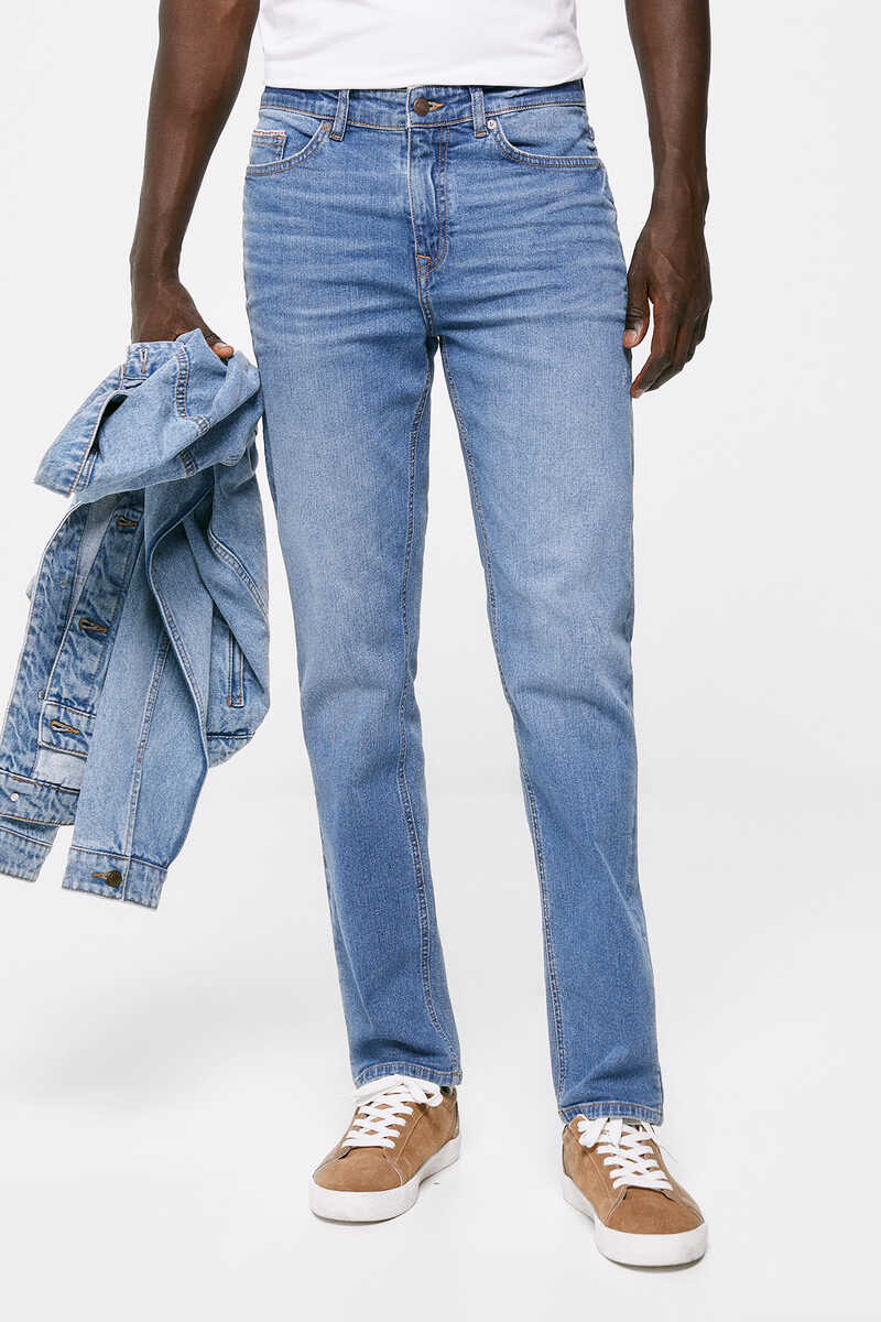 Springfield Medium wash slim fit lightweight jeans steel blue