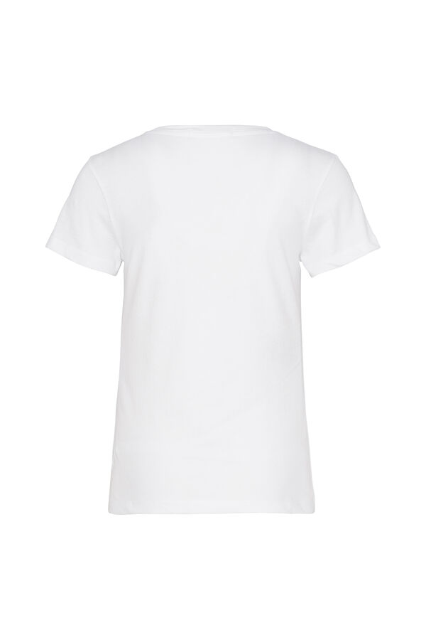 Springfield Camiseta de manga corta y cuello caja blanco