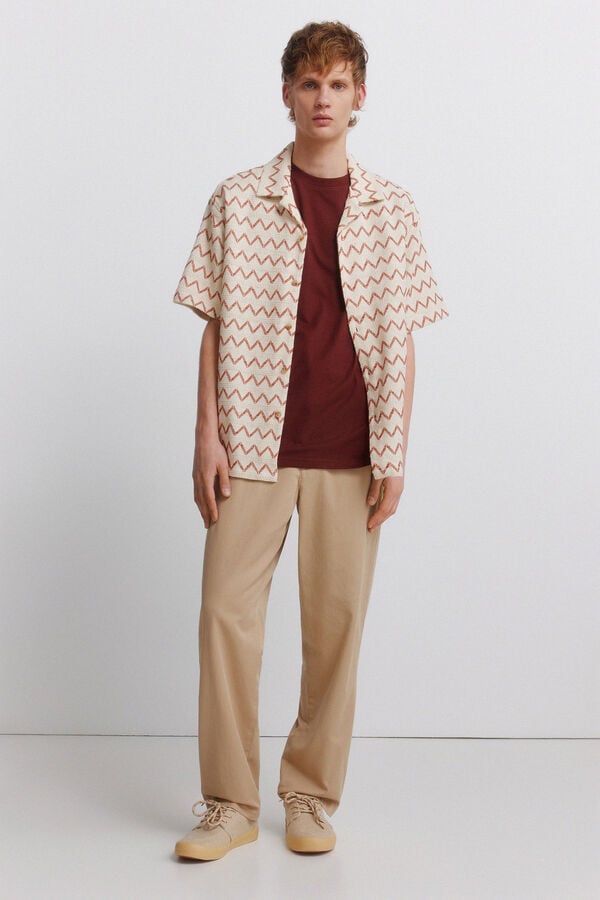 Springfield Printed jersey bowling shirt white