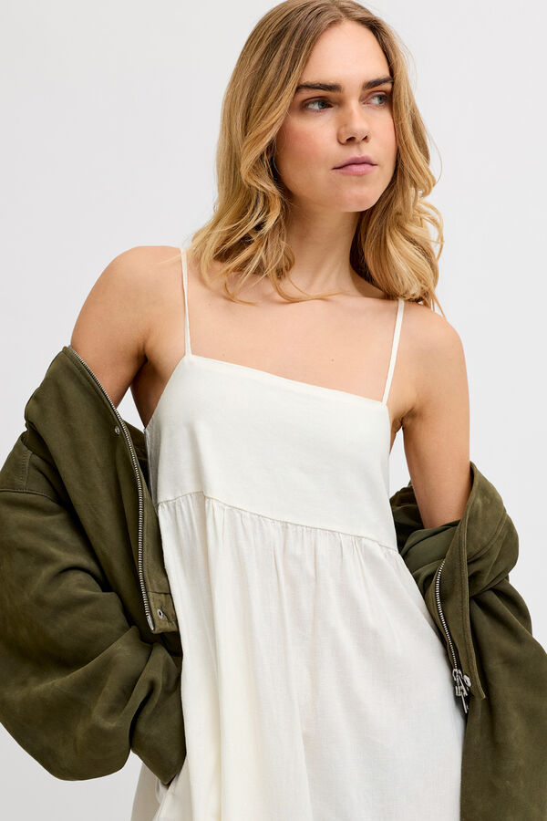 Jack & Jones Vestido largo lino blanco
