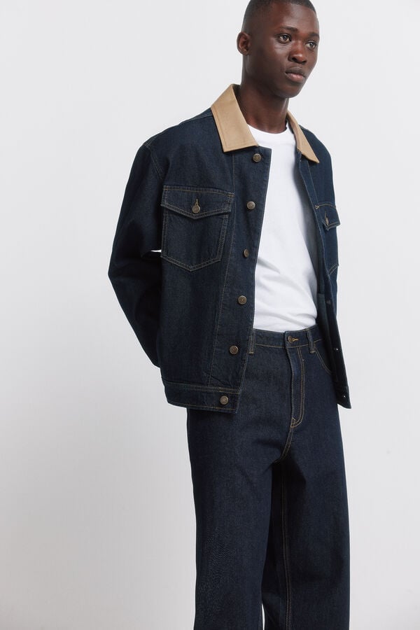 Springfield Wide leg desized wash jeans blue