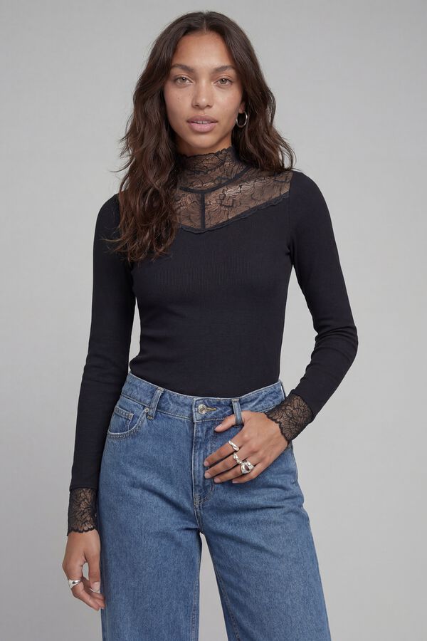 JJ REBEL Top slim em viscose preto