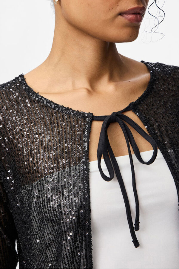 Pieces Cárdigan lentejuelas lazada negro