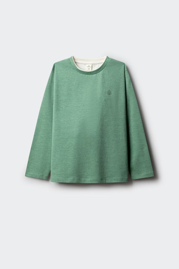 Springfield Kids Camiseta manga larga b&aacute;sica ni&ntilde;o verde