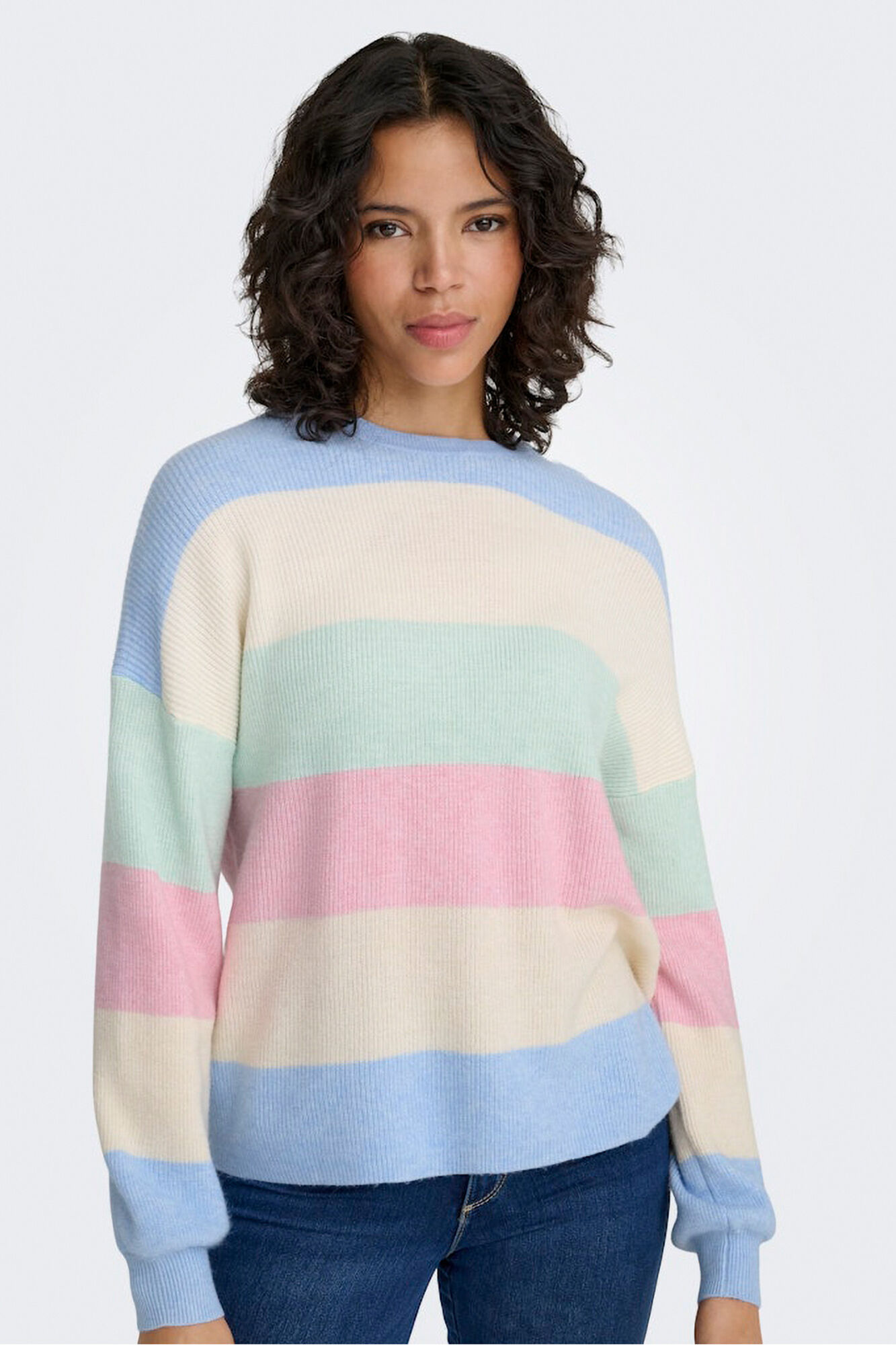 Only Jersey de rayas cuello redondo