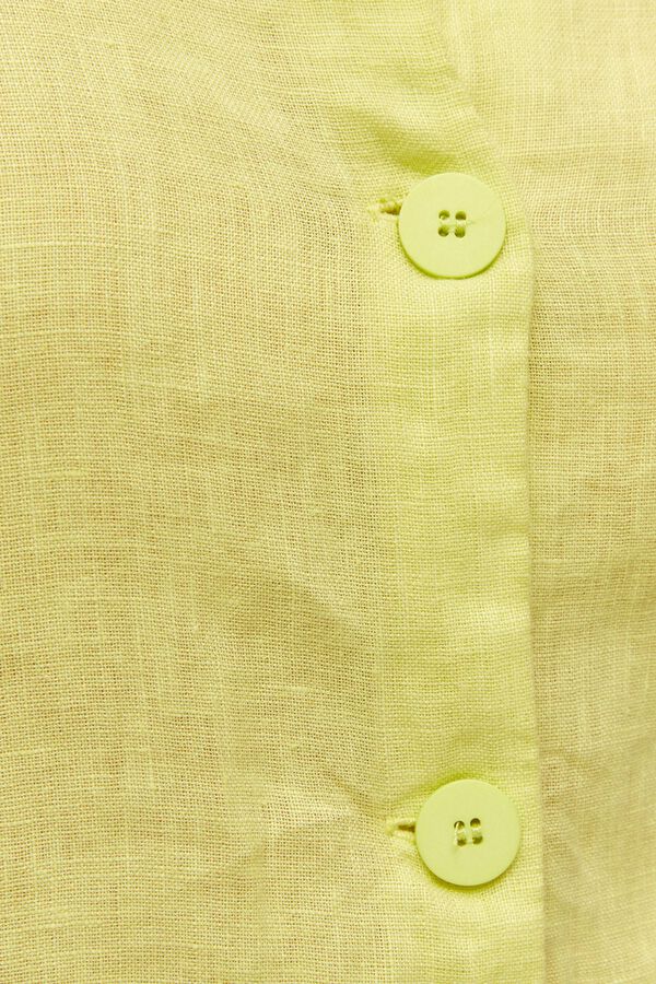 Systemaction Linen shirt collar gilet printed