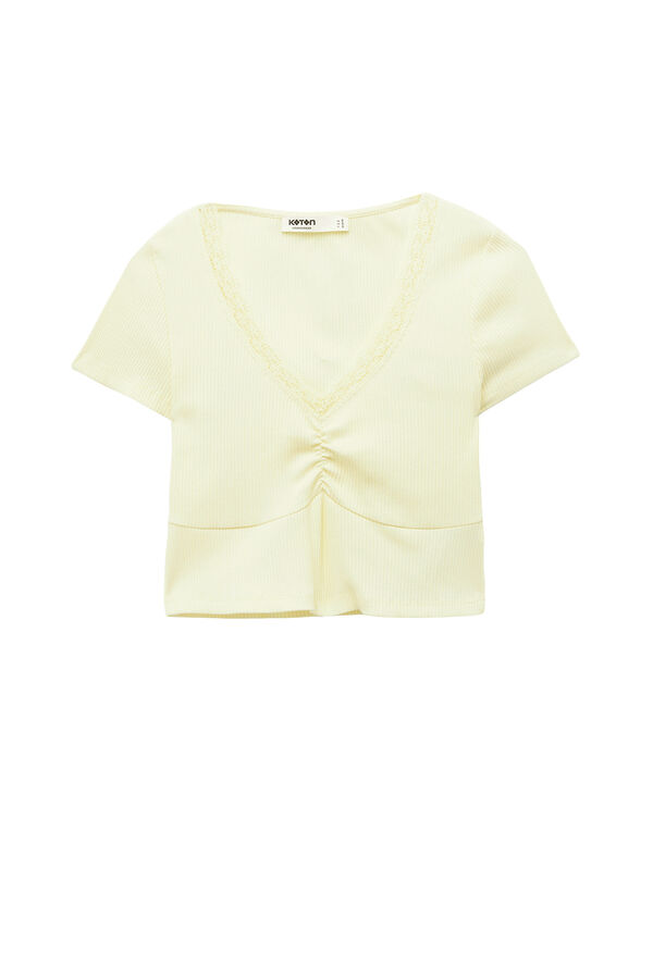 Koton Camiseta cuello pico manga corta amarillo
