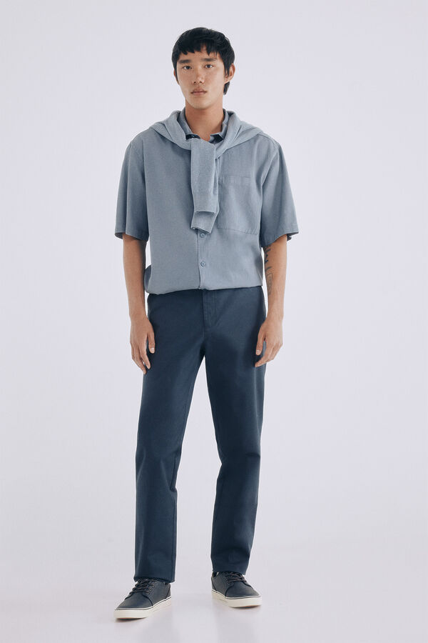 Springfield Lightweight comfort slim fit chinos pants blue