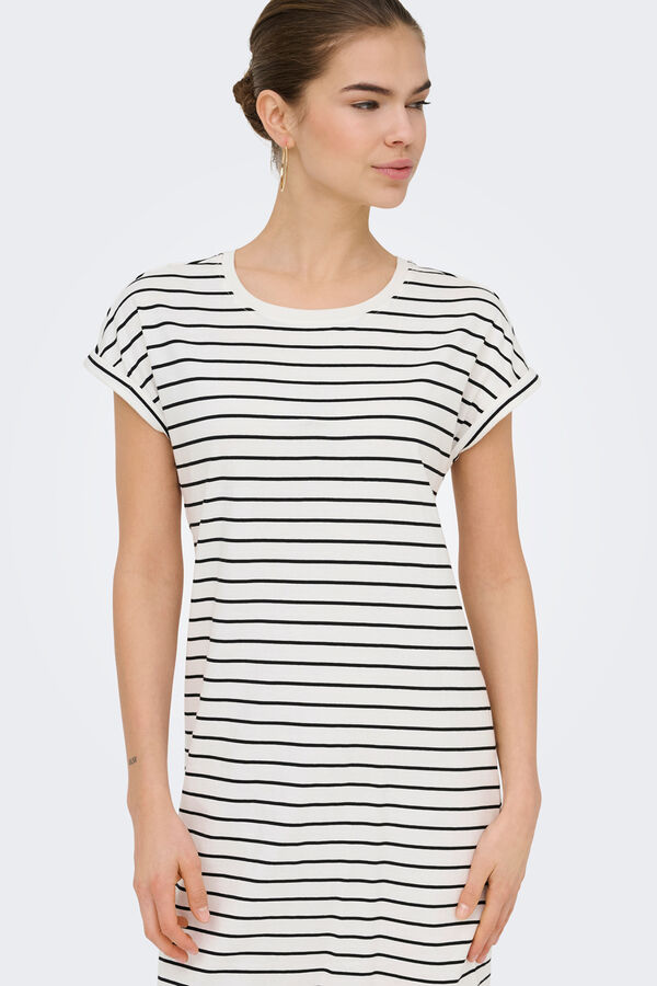 Only Vestido corto estampado rayas blanco