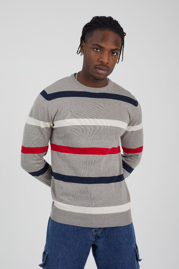 Brave Soul Striped jersey-knit jumper grey