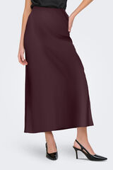 Only Falda larga sat&eacute;n burdeos