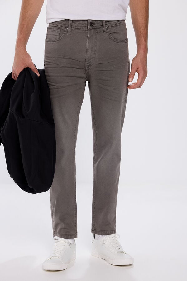 Springfield Pantalon couleur slim fit gris