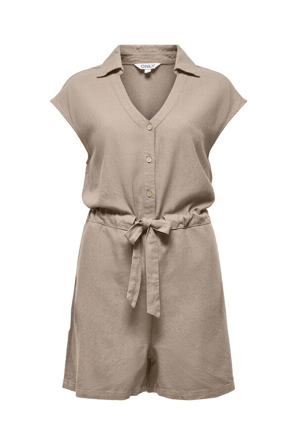 Only Mono corto de lino beige