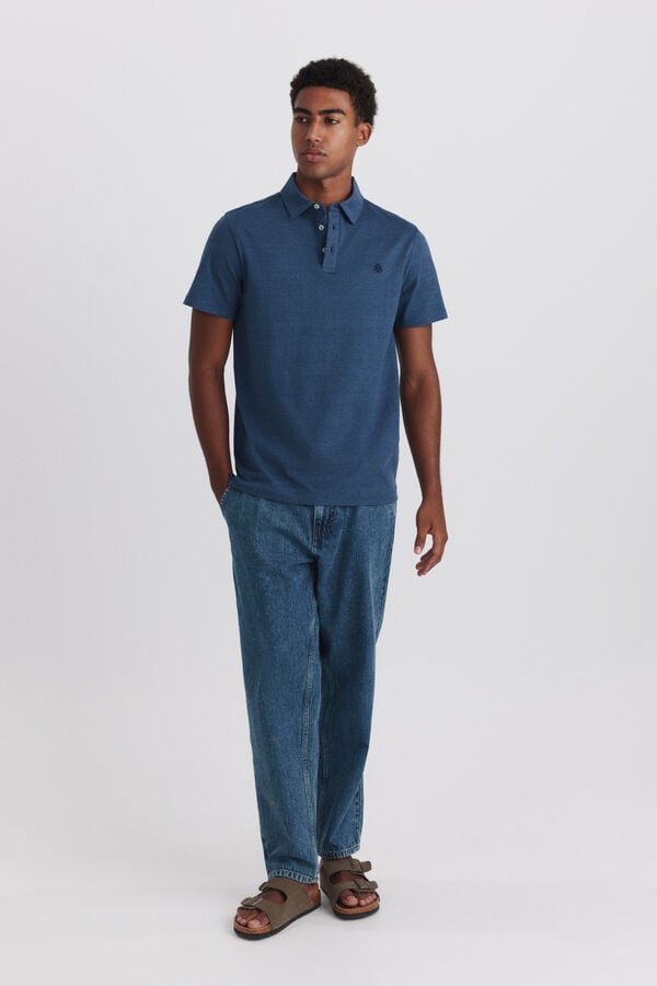 Springfield Microraya jersey slim fit polo shirt blue
