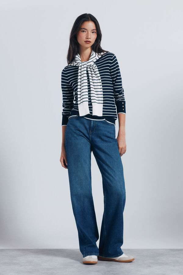 Springfield Fine jersey with buttons and cuffs blue