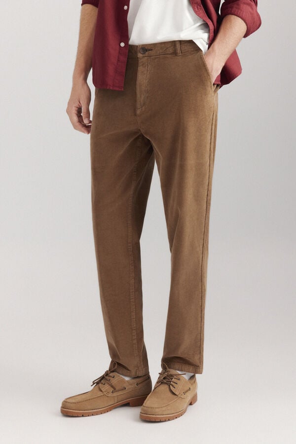 Springfield Pantalon en velours c&ocirc;tel&eacute; lav&eacute; nude