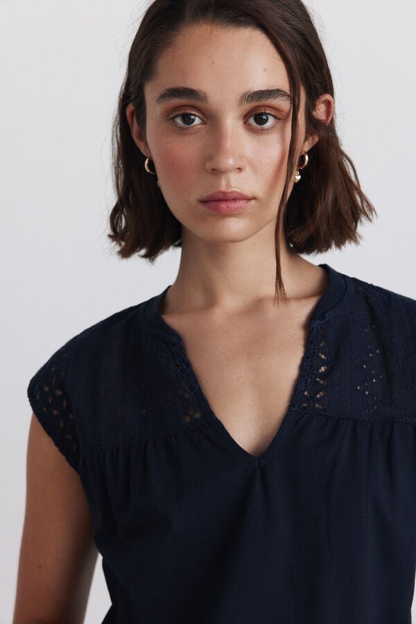 Springfield Swiss embroidered T-shirt blue