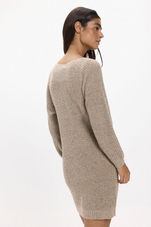 JDY Vestido corto punto beige