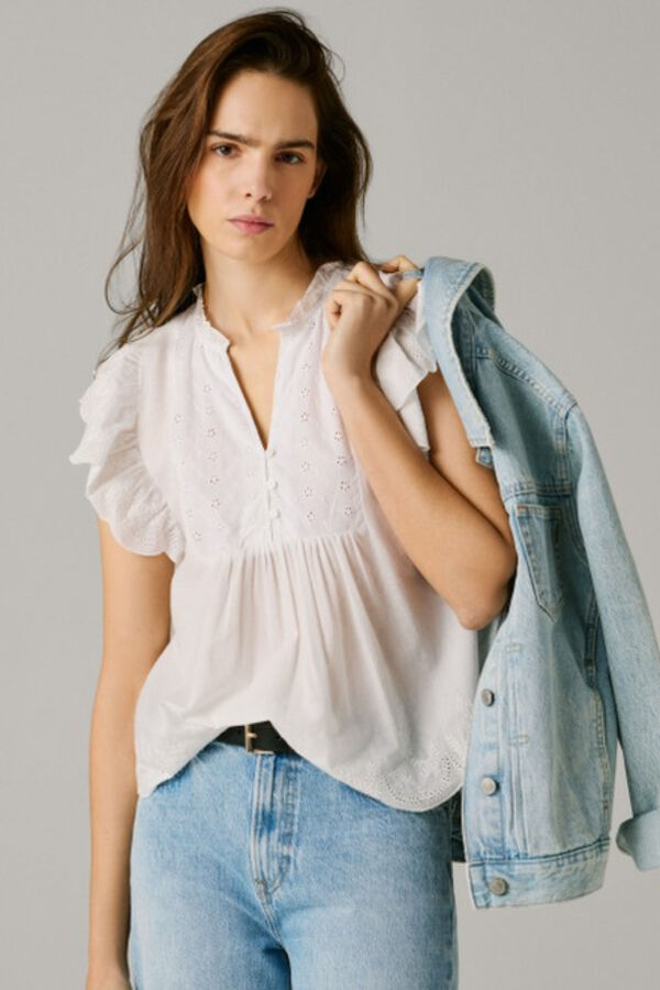 Pepe Jeans Butterfly sleeve shirt beige