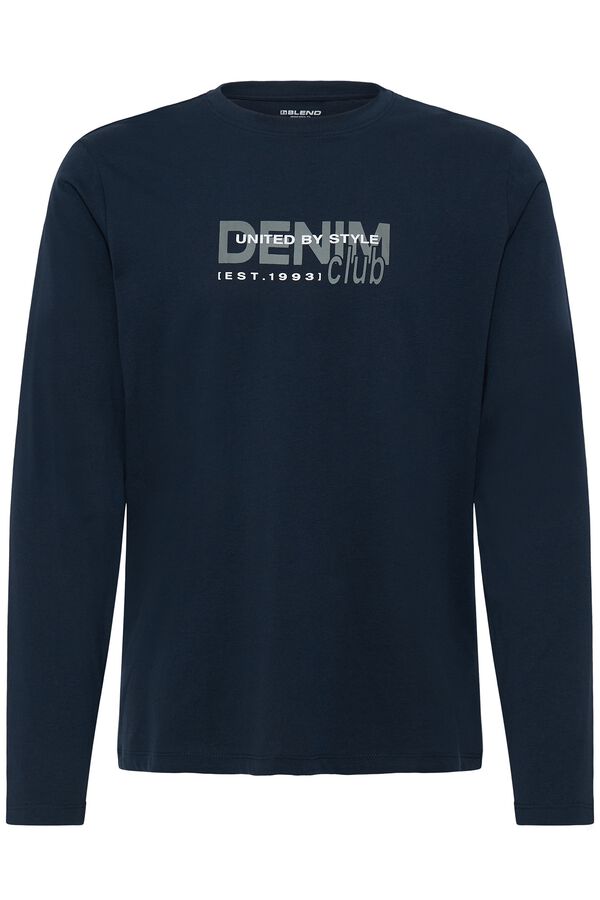 Blend Cotton long sleeve T-shirt bleu