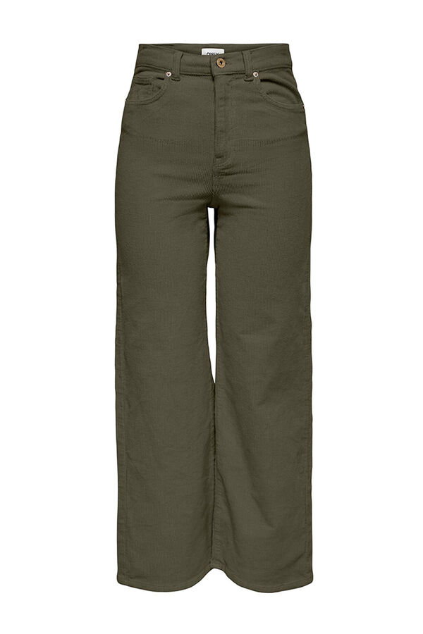 Springfield High waist corduroy trousers green