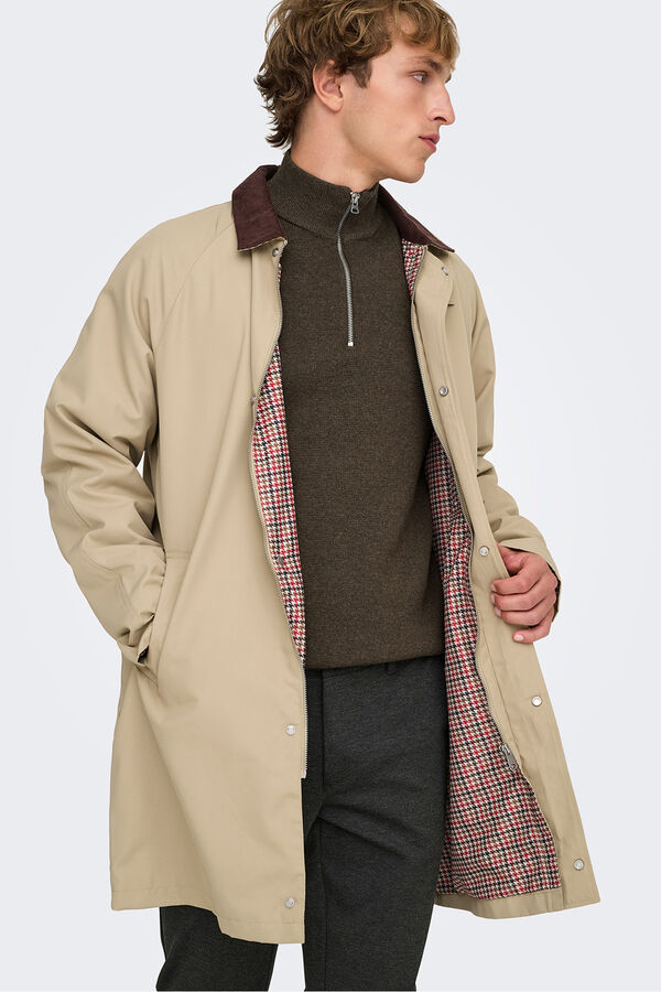Only & Sons Abrigo con cuello pana beige