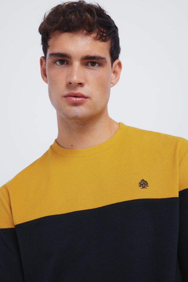 Springfield Long sleeve piqu&eacute; cut-out T-shirt blue