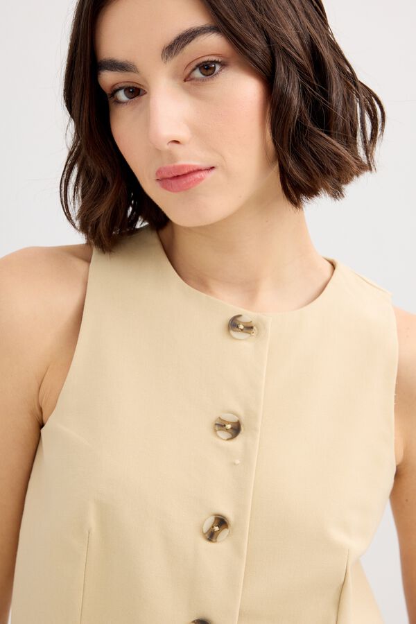 Inside Linen gilet brown