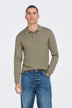 Springfield Long-sleeved polo shirt brun