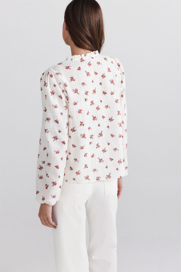 Springfield Structured ruffle shirt printed