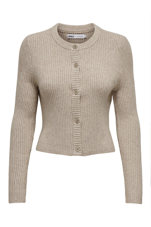 Only Gerippte Strickjacke Nude