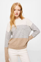 Springfield Neutralni pulover s blokovima boja smeđa