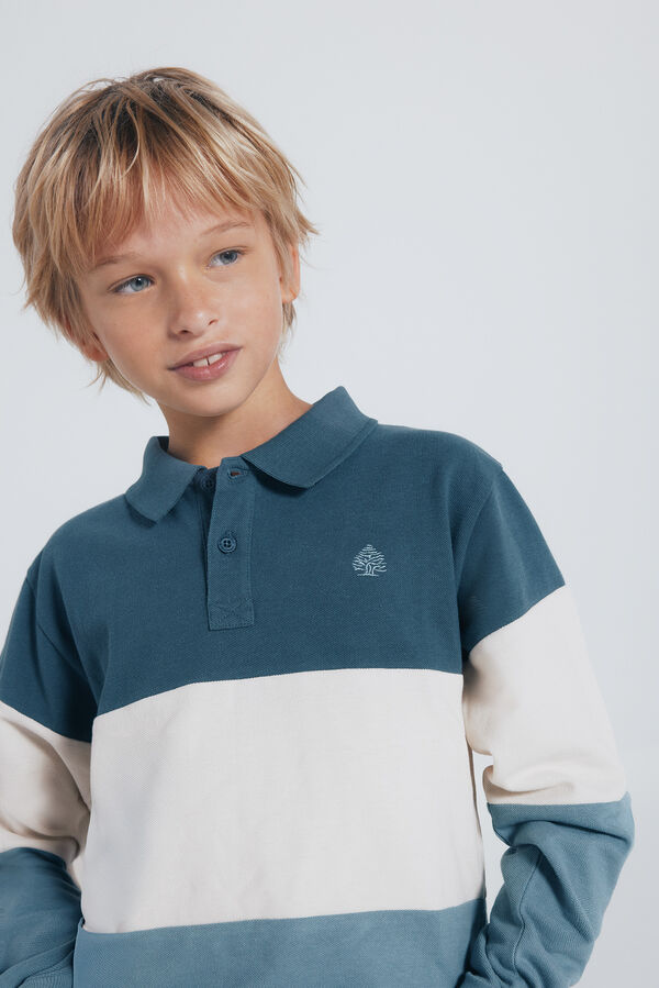 Springfield Kids Polo manga larga color block niño azul