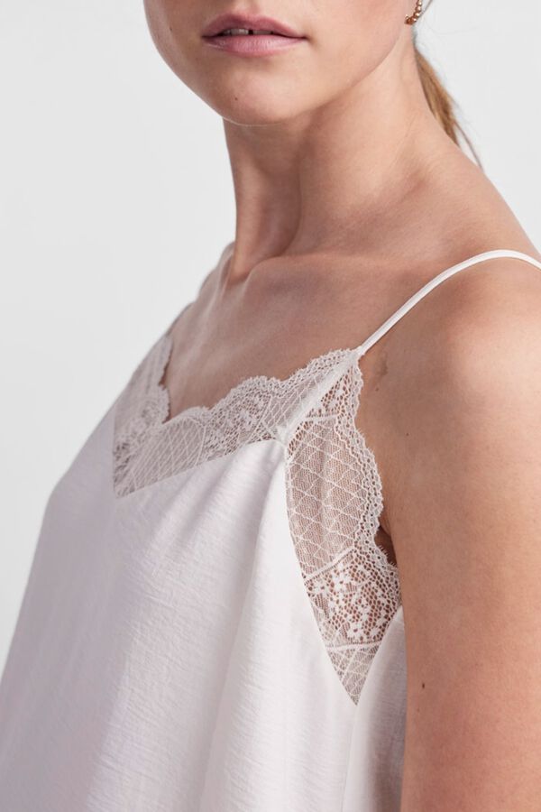 Pieces T-shirt de al&ccedil;as de lingerie branco