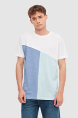 Springfield Camiseta Textura Color Block blanco