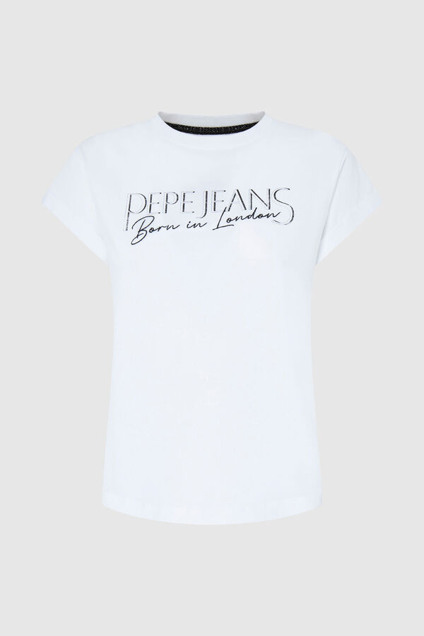 Springfield Cotton T-shirt with logo print blanc