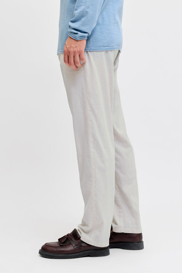 JJ REBEL Linen regular fit jogger trousers nude
