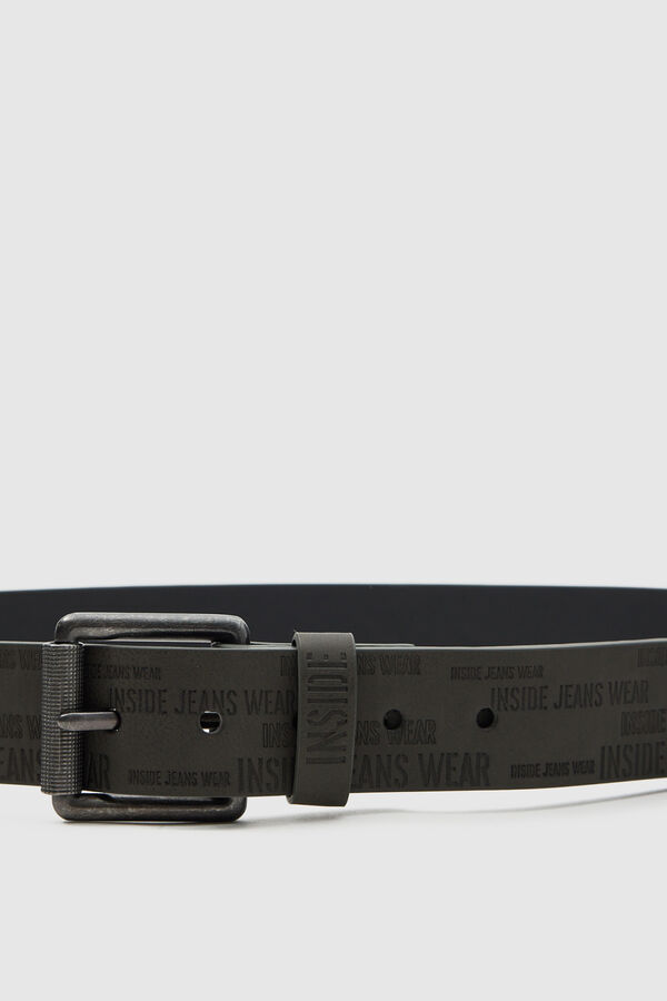 Springfield Men's black smart faux leather belt grey mix