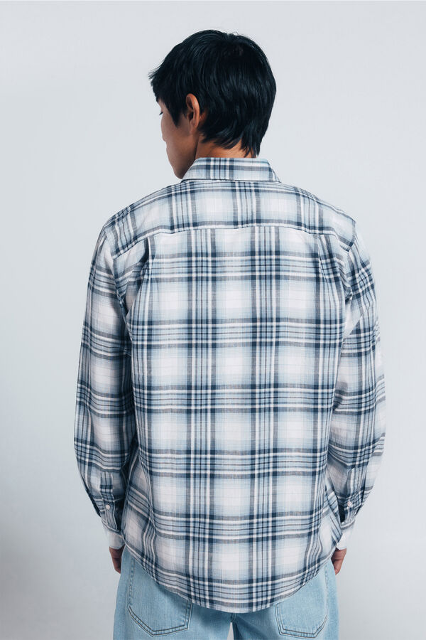 Springfield Camisa algodón slub cuadros azul