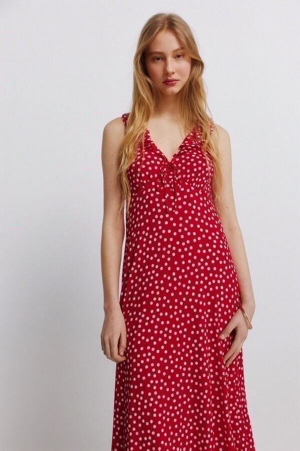 Springfield Tie-neck ruffle dress red