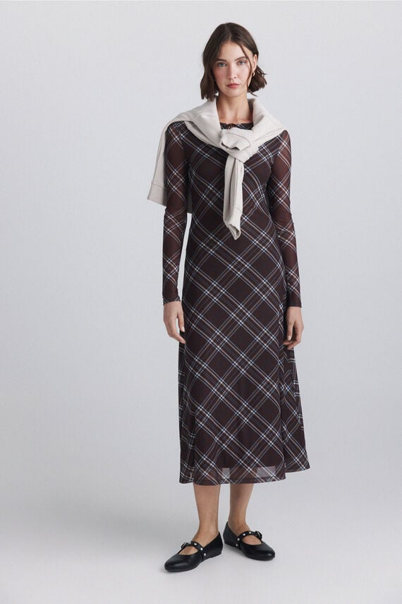 Vestido midi cuadros escoceses